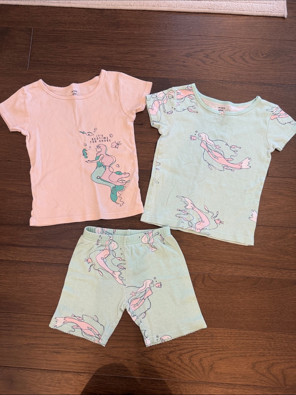 Carter's Girls Mermaid T-Shirt & Short Pajama Set in Size 6 - C34-086